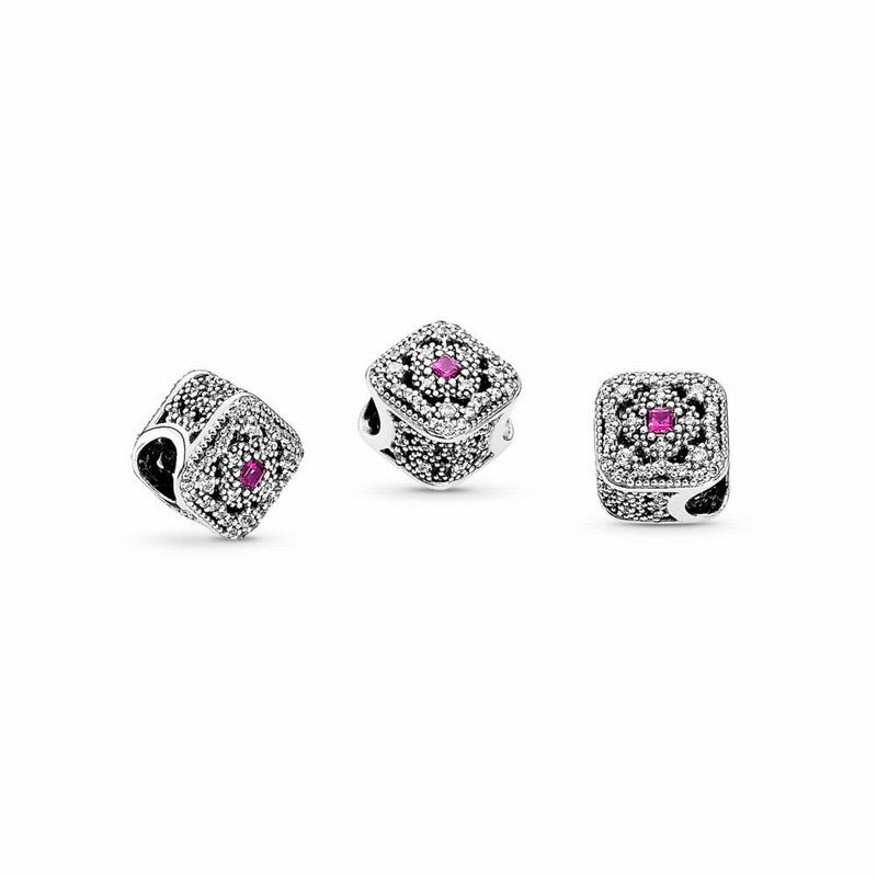 Pandora Fairytale Treasure Charm Europe - Sterling Silver/Pink/Mixed Stones/Cubic Zirconia - 684379